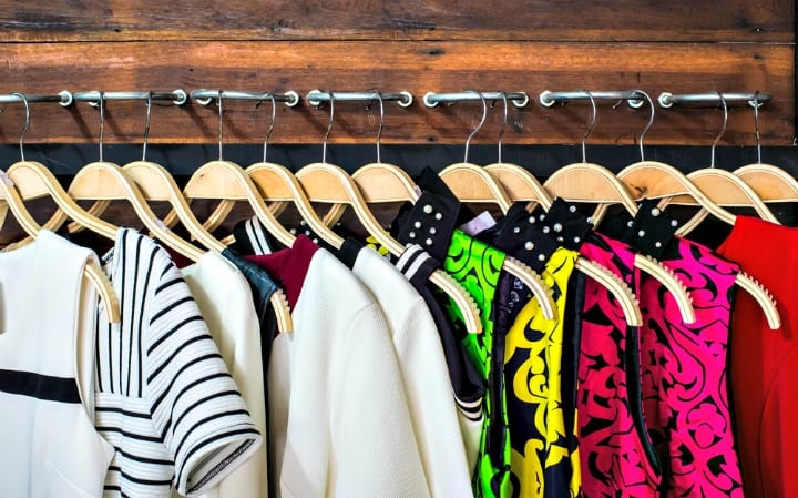 clothes on a rack