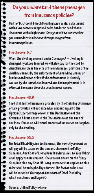 insurance policy readability