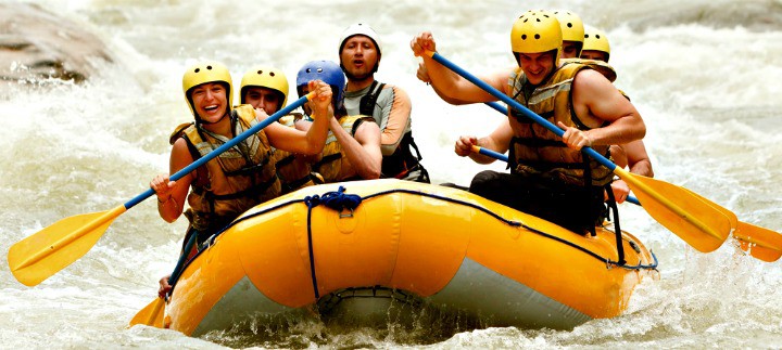 people white water rafting